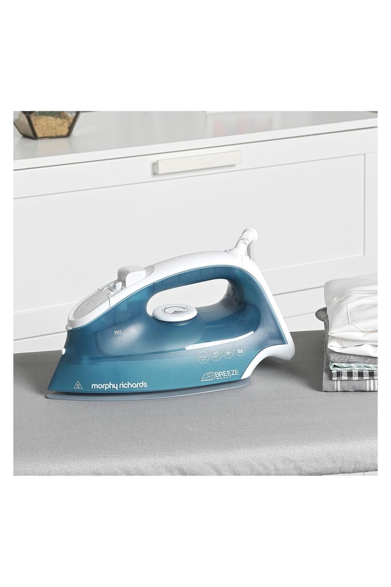 مورفي ريتشاردز مكواة بخار بريز 2400 واط – تسخين سريع وانزلاق مثالي بقاعدة سيراميك سيراماسلايد لطيّات دقيقة، خزان كبير سعة 350 مل، مانع للتنقيط ومضاد للتكلس – أزرق/أبيض - Image 5